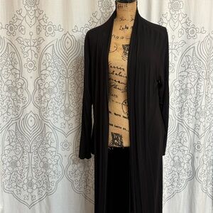 Isaac Liev Black Open-Front Duster Cardigan